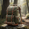 Ridge Runner External Frame Backpack in olive green for heavy load hiking