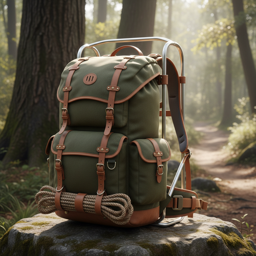 Ridge Runner External Frame Backpack in olive green for heavy load hiking