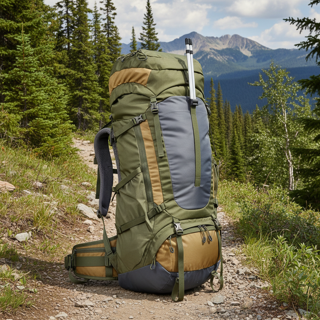 Summit Series Internal Frame Backpack in olive green for multi-day hiking